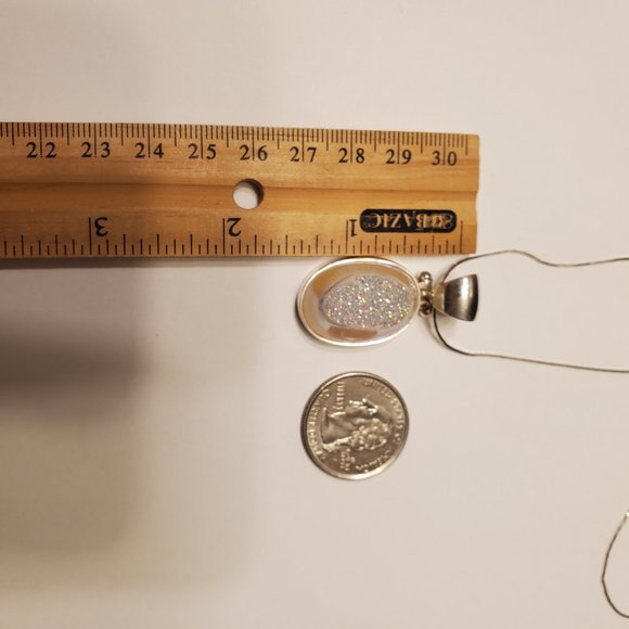 WHITE SUGAR WINDOW DRUZY STERLING SILVER PENDANT - Picture 7 of 8